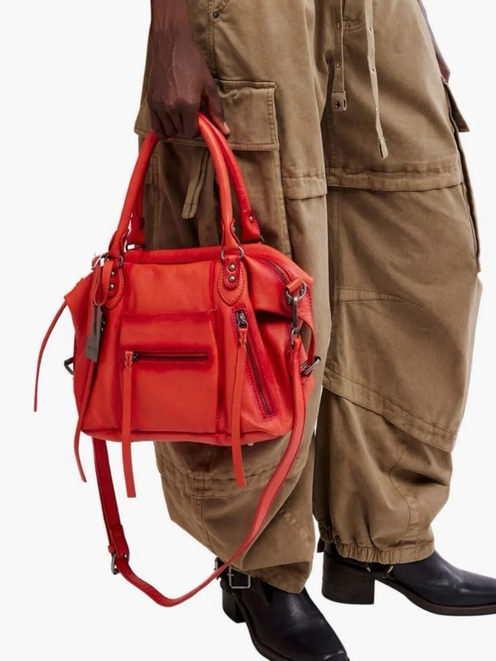 New - Free People Large Emerson Tote Bag Purse in Red Clay